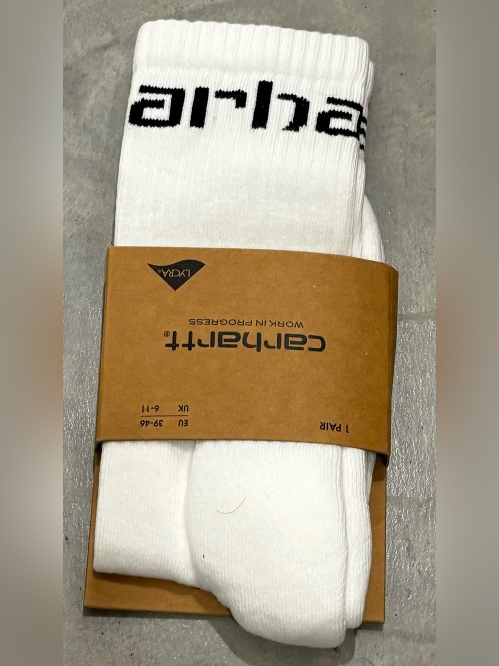 Carhartt White Crew Socks with Black Logo - 2 Pair
